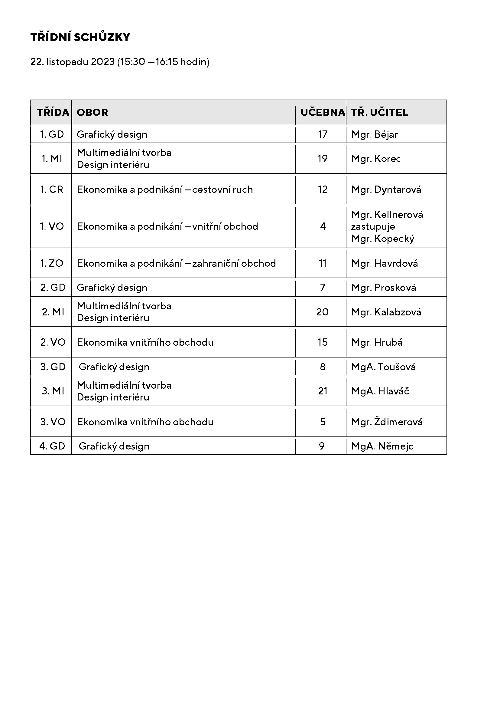 tridni schuzky podzim 2023